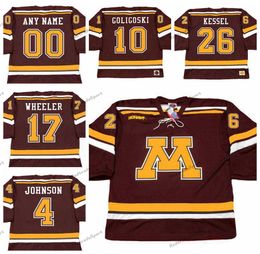 Hombres Vintage Minnesota Gophers # 26 PHIL KESSEL College Hockey''nHl''Jerseys THOMAS VANEK 10 ALEX GOLIGOSKI 9 KYLE OKPOSO 5 NICK LEDDY 17 Wheeler 4