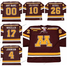 Hommes Vintage Minnesota Gophers # 26 PHIL KESSEL College Hockey''nHl''Jerseys THOMAS VANEK 10 ALEX GOLIGOSKI 9 KYLE OKPOSO 5 NICK LEDDY 17 Wheeler 4