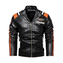 Hommes Vintage moto veste hommes mode Biker veste en cuir mâle broderie Bomber manteau hiver polaire Pu pardessus 240113