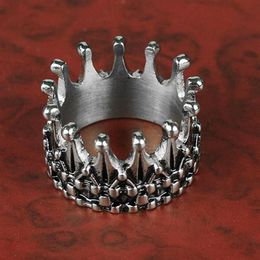 Anillo de corona de rey de la nobleza Vintage para hombre, anillos de motorista de acero inoxidable 316L de Color plateado, joyería de moda Punk, regalo para hombres Cluster283K