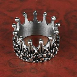 Anillo de corona de rey de la nobleza Vintage para hombre, anillos de motorista de acero inoxidable 316L de Color plateado, joyería de moda Punk, regalo para hombres Cluster260g