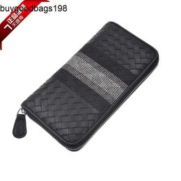 Cartera para hombre Bottegaa Veneta Bolsas B Familys Nuevo cuero genuino tejido largo de piel de oveja bolso con cremallera de gran capacidad Multi ranura Envío gratis