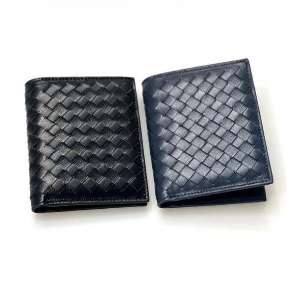 Diseño de billetera para hombre Cartera de cuero genuino de alta calidad con múltiples ranuras para tarjetas Cartera tejida de cuero retro informal Bolso de gran capacidad y billetera cero HDMBAGS2024