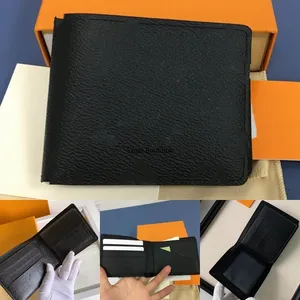 Portemonnee voor heren voor creditcardhouder en geld verzamelen Zwarte bloemstijl Designer korte portemonnee met doos