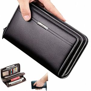 Mens Wallet LG Purse Lederen koppeling Grote Busin Handtas Phe Card Holder Case Cadeau voor mannen Vader S HEEFTE Vriendje N4EJ#