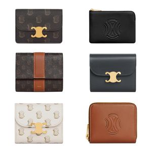 1 1 Portefeuilles de créateurs pour hommes Luxurys avec boîte CardHolder Porte-monnaie en cuir Porte-monnaie Designer Triomphe Portefeuille à chaîne Porte-cartes pour femmes Porte-clés Poche intérieure Fente