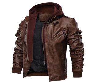 Heren Warm Jacket Winter Motorfiets Leather Jacket Windendder Hooded PU Male Outwear Waterproof Jackets en Coats voor MEN4332198