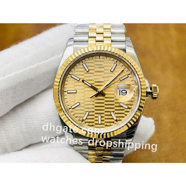 Reloj para Hombre 36 mm Pareja Relojes mecánicos automáticos con Caja Original Reloj de Pulsera Informal Moderno para Hombres Reloj con Fecha Solo Dorado Reloj Simplicidad de Acero Inoxidable