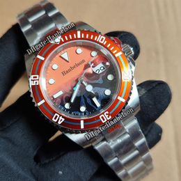 Herenhorloge, 40 mm automatisch uurwerk, saffierglas, oranje rand, lichtgevende gradiënt wijzerplaat, schroefkroon, metalen band, schuifgesp, pols274C