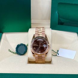 Reloj para hombre Tamaño de 41 mm Oro rosa Movimiento mecánico automático Acero inoxidable con cristal de zafiro Caja de relojes Presidente de alta calidad