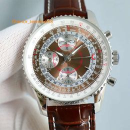 Herenhorloge 43 mm timing Mechanisch uurwerk Modepolshorloge Leren band Waterdicht Montre De Luxe
