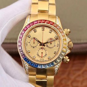 2023 Montre pour hommes Automatique Mécanique 2813 Mouvement Montres 40mm en acier Rainbow Diamond Bezel Montres-bracelets saphir étanche montre de luxe