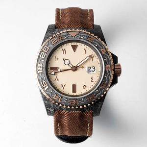 Montre pour hommes automatique mécanique 3186 mouvement montres 40MM ultra léger en fibre de carbone classique affaires saphir lumineux bracelet en toile étanche