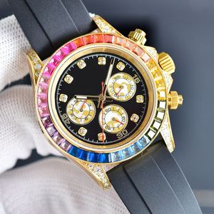 Reloj para hombre Automático Mecánico 40 mm Diamante Bisel Relojes Correa de goma original Reloj de pulsera clásico de negocios Montre De Luxe
