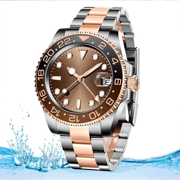 Reloj para hombre Relojes mecánicos automáticos 41MM Todo acero inoxidable Iluminado Impermeable Rosa Hebilla plegable Reloj para hombre Estilo de pareja Montre de Luxe clásico