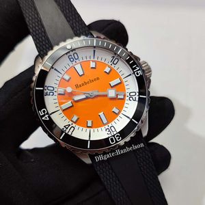 Herenhorloge Automatisch uurwerk 2813 Keramische bezel Lichtgevende oranje wijzerplaat Rubberen band 44 mm polshorloge