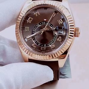 Herenhorloge Automatisch uurwerk 3235 42mm 326135 Leer Rubber Elastiekjes Horloges Rose Gold Chocolate Plate herenhorloges