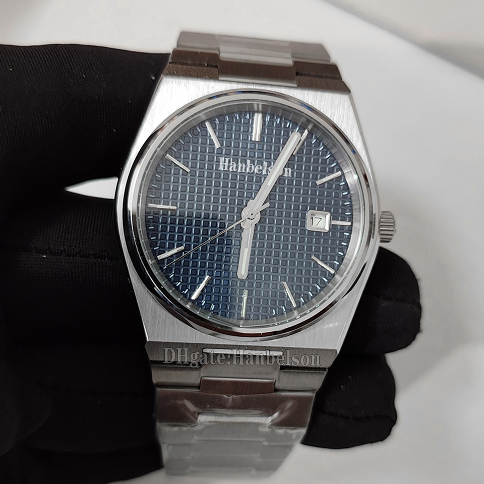Herenhorloge blauw automatisch uurwerk glazen bodem stalen band polshorloges horloges 40 mm