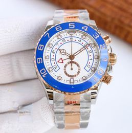 Montre pour hommes cadran bleu glace sur montres montres en or hommes yachtmaster ii diamant montre-bracelet mécanique de luxe 44mm mouvement automatique top marque rôle élevé