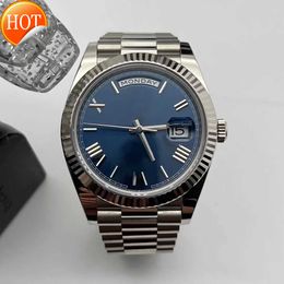 Heren Watch cal.2823 40 mm waterdichte 50m M228239 Blue Dial Roman Digital Mechanical Automatic Designer Gift Belt originele doos