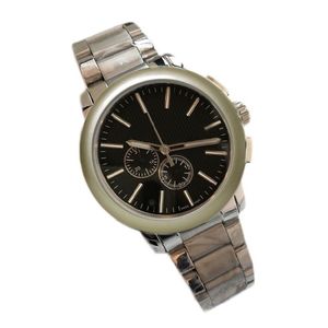 Montre pour hommes Chrono chronographe tout en acier inoxydable cadran noir montres à mouvement à quartz pour hommes montre de luxe poignet 162q