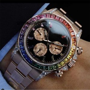 Reloj para hombre Clean L Movimiento de diamante Automático 116595 Hombres 116598 Rainbow Crystal regalo presente diamante acero
