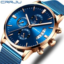 MENS Watch Crrju Top Brand Luxury Luxury Élégant montre de bracelet pour les hommes en acier complet Date Date de quartz Relogie Masculino2332