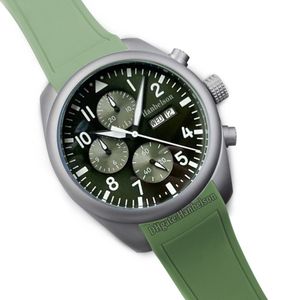 Mens Watch Dagdatum Automatische mechanische beweging Silver Steel Case Sport Militair groen Nylon Lederen Riem polshorloges324W