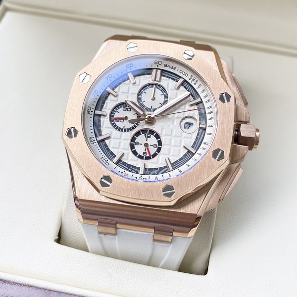 Montre pour hommes designer de luxe 44MM cadran en acier inoxydable montres à quartz montres bracelet en caoutchouc montres saphir montres de haute qualité montre de mode