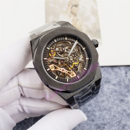 Reloj para hombre de diseño de lujo con movimiento automático, reloj con pantalla de movimiento, tamaño de alta calidad, 42 mm, acero inoxidable, movimiento transparente Orologio. relojes de moda
