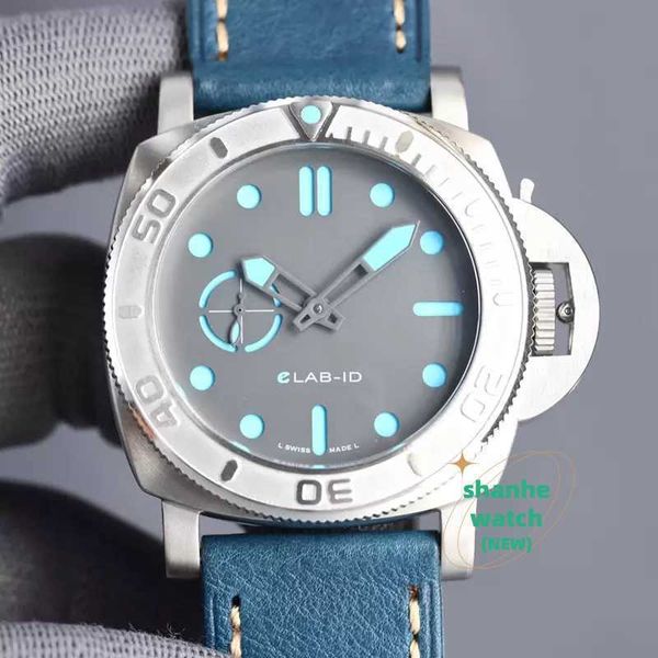 HETS Watch Designer Luxury Brand Pam 1225 Mens Automatic Watches 47 mm Couleur de gris 2555 Ceinture en cuir mécanique 316L en acier fin lumineux