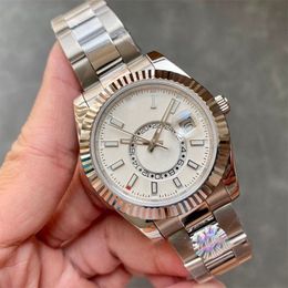 herenhorloge designer horloges aaa kwaliteit witte wijzerplaat sky bewoner zwart oesterperpetual 42 mm roestvrij staal automatisch mechanisch horloge De luxe horloges voor mannen