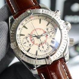 Reloj para hombre Relojes de diseño B01 Reloj cronógrafo Esfera de acero inoxidable Correa de cuero de 45 mm Relojes de moda luminosos de zafiro