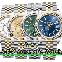 Matrícula de relojes para hombres Sky de alta calidad Sky 42 mm Mens Automatic Mechanical Watch 904L Sapphire Sapphire Glass Improoning Business con caja