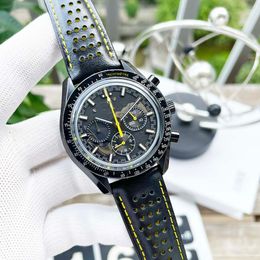 Speedmaster série boutique montre pour hommes conception célèbre marque montre importé mouvement à quartz bracelet en cuir véritable montre étanche 43mm