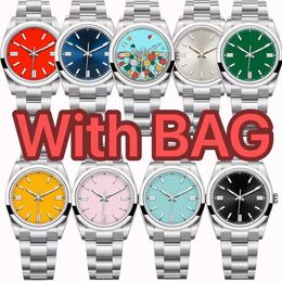 Reloj para hombre con relojes de diseñador de bolsas de alta calidad Reloj para mujer de 41 mm 36 mm 3104L de acero perpetuo movimiento automático dial multicolor luminoso montre de luxe aaa