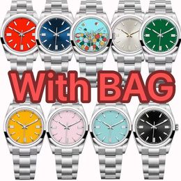 Montre pour hommes avec des sacs de sacs de sac de haute qualité 41 mm weming watch 36 mm 31 mm 904L Steel Mouvement perpétuel Mouvement multicolore numérique Lumineux Montre de Luxe AAA