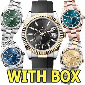 Montres de montres pour hommes montres de luxe de haute qualité montres de luxe Sky 42 mm Mouvement de machines à quartz 904L Montres en acier inoxydable saphir lumineux avec boîte
