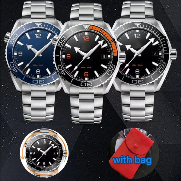 Remplacez les montres de montres pour hommes RELOJES SEA de haute qualité 600m avec sac rouge 43 mm Cérame ROLOGIO Mouvement automatique Sapphire Areau de luxe Montre Areau Saphire