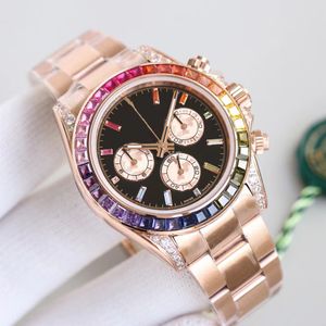 Heren horloge Designer kijkt Moissanite horloges polsWatch Business Rainbow Watch Grootte 41 mm rubber roestvrijstalen riem luxe diamanten horloge orologio di lusso