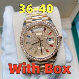 Herenhorloge Designerhorloges met diamanten Luxe horloges Paarhorloge 36/40MM Automatisch mechanisch uurwerk Saffier Dubbele kalender Horloge van hoge kwaliteit