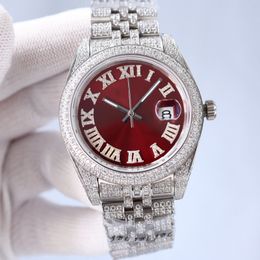 Montre entièrement en diamant pour hommes, mouvement mécanique automatique, 41mm, saphir, lunette en diamant, acier inoxydable 904L, étanche, haute qualité, montre-bracelet