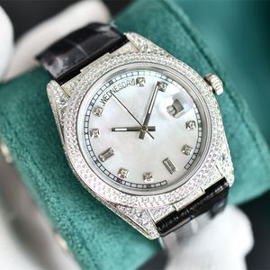 Herenhorloge Diamond Watches Automatisch mechanisch uurwerk 40 mm saffierleren band Waterdicht polshorloge Horloges Dubbele kalender