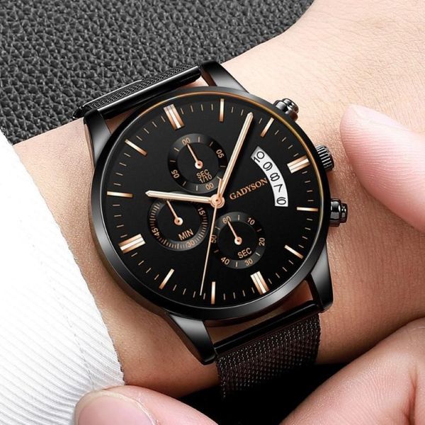 Montre pour hommes mode luxe montres lumineuses hommes en acier inoxydable maille calendrier montre-bracelet à Quartz classique affaires Relogio Feminino W2690