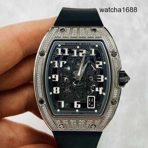 Reloj para hombre Reloj de pulsera para mujer Reloj de pulsera RM RM67-01 Calendario 38,7 * 47,5 mm RM6701 Platino Diamante original / Medio diamante Pollo rojo picante RM67-02