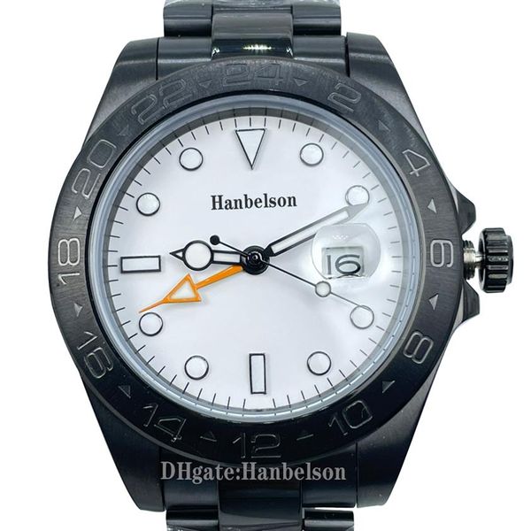 Montre pour hommes GMT mouvement automatique verre saphir bracelet en acier montres cadran blanc lumineux ST9 Watches301D