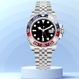 Reloj de movimiento de cerámica de la serie GMT Watch Gmt Relojes Batgirl Rootbeer de 40 mm de acero inoxidable vidrio luminoso Luxury plegable pulsera de pulsera Pepsi relojes Pepsi