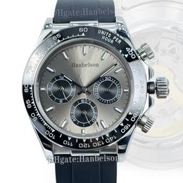 Reloj para hombre Dial gris cerámica bisel de zafiro zafiro vidrio automático de pulsera de pulsera deportiva correa de goma reloj multifunción 40 mm