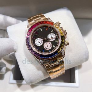 herenhorloge hoge kwaliteit modeontwerper horloge regenboog rubber roestvrijstalen horlogeband saffierglas waterdicht luxe voortreffelijk dameshorloge
