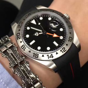 Reloj para hombre de alta calidad GMT 42 mm 216570 Blanco Negro Dial Naranja Aguja Acero inoxidable Explorer Mecánico Automático Relojes para hombres